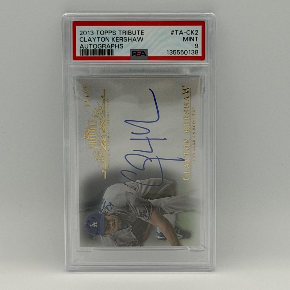 2013 Topps Tribute Clayton Kershaw Autographs #TA-CK2 PSA 9 Los Angeles Dodgers